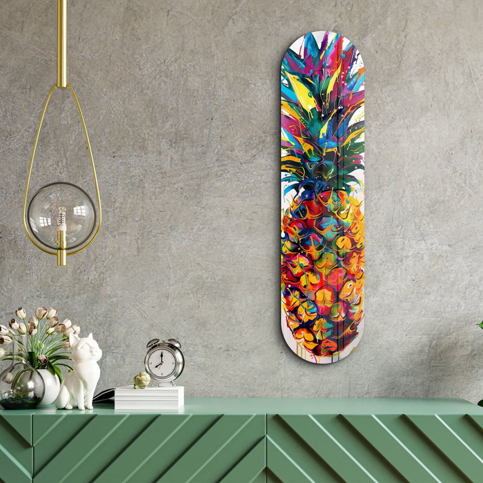 Wallity Watercolor Ananas Pintura Decorativa de Vidrio Templado Multicolor